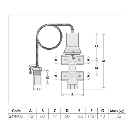 Zawór upustowy bezpieczeństwa termicznego z działaniem pozytywnym z automatycznym dopełnianiem 1/2'' 100stC