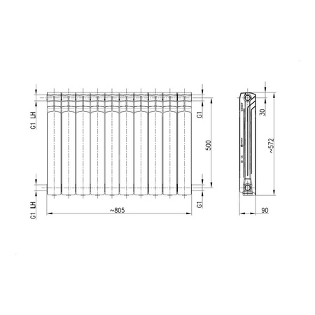 Grzejnik aluminiowy G500F z jonami srebra 10-elementowy