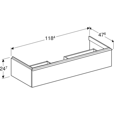 Szafka pod umywalkę iCon, z jedną szufladą 118,4 cm x 24,7 cm x 47,6 cm, biały / lakierowany matowy, biały / matowy