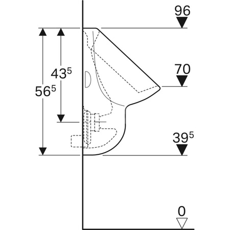 Pisuar Geberit Aller, dopływ z tyłu, odpływ do tyłu