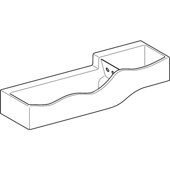Umywalka GEBERIT Bambini podwójna 3-stanowiskowa prostokątna (rynna, bez elementów dekoracyjnych), biała, 1390mm, bez otworu na baterię, bez odpływu przelewowego, półka od ściany