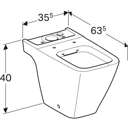 Stojąca miska WC Geberit iCon Square do spłuczki nasadzanej, ceramiczna muszla toaletowa, kryte mocowania, Rimfree