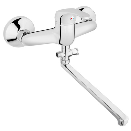 Bateria wannowo-umywalkowa ścienna FERRO BASIC, chrom, z przyłączem natrysku