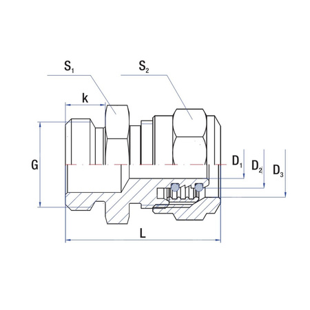 Nypel zacisk RUMET Mosiądz 1/2'' x 16 mm (GZ)