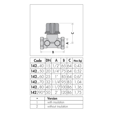 Zawór odcinający i zawór wstępnej regulacji 1" bez izolacji