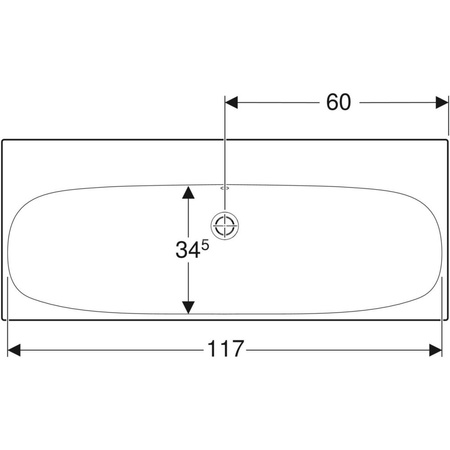 Umywalka GEBERIT Acanto prostokątna, biała, 1200mm, bez otworu na baterię, z odpływem przelewowym, półka od ściany