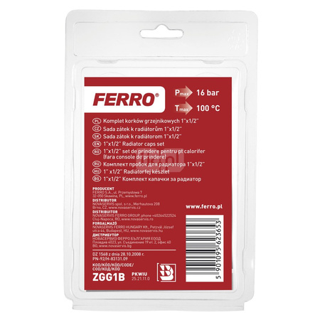 Komplet korków grzejnikowych 1" x 1/2"