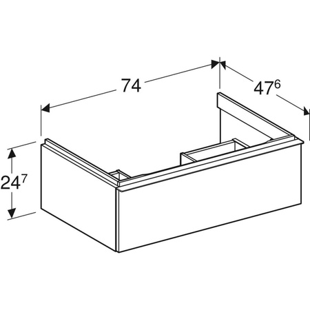Szafka pod umywalkę iCon, z jedną szufladą 74 cm x 24,7 cm x 47,6 cm, dąb / melaminowa struktura drewna, lava / matowy