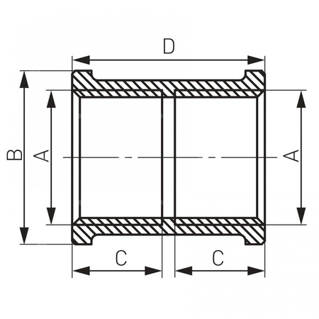 Mufa FERRO, mosiądz (chrom), 3/4'' (GW)