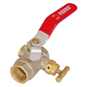 Zawór kulowy FERRO Z odpowietrznikiem ręcznym i korkiem 1'' GW, uchwyt: dźwignia