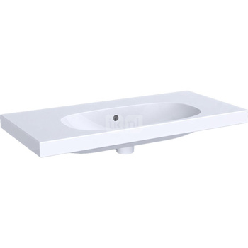 Umywalka GEBERIT Acanto prostokątna, biała, 900mm, bez otworu na baterię, z odpływem przelewowym, półki z obu stron