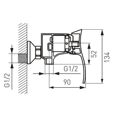 Bateria natryskowa ścienna FERRO PADWA, kolor chrom