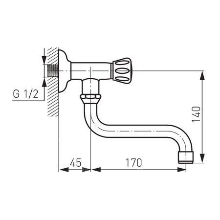 STANDARD bateria/zawór umywalkowa ścienna, chrom