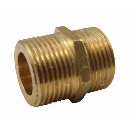 Nypel z grubym czołem AGAFLEX, mosiądz, 1/2'' (gz x gz)