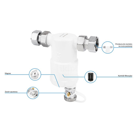 Separator AFRISO FAR 402, do C.O., 10 bar / 110'C, 3/4'' (GW), z wkładem magnesowymInstalacje i źródła ciepła