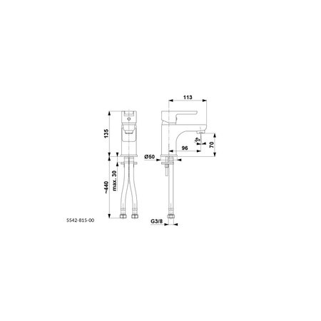 Bateria umywalkowa stojąca KFA Armatura SODALIT click clack, chrom, montaż blat / otwór na baterię