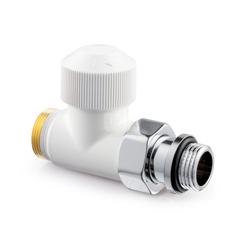 Zawór termostat. Thera Design, biały, prosty, 1/2", konieczne złączki FEM24C/FEM24P/FEM24M