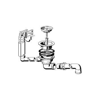 Komplet odpływowo-przelewowy nr wzoru 7139.151 G: 1½ fi: 114,5 do zlewozmywaków z otworem odpływowym fi 90