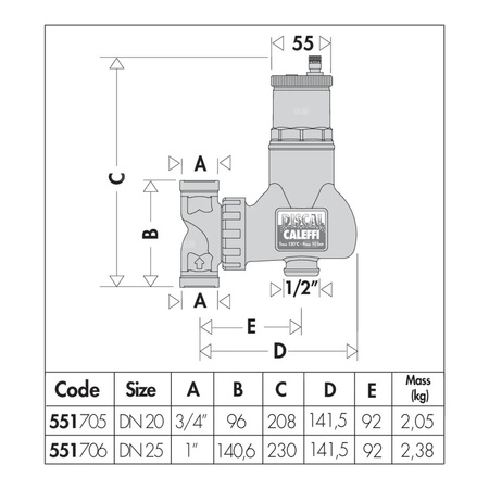 Separator CALEFFI DISCAL, 10 bar / 110'C, 1''