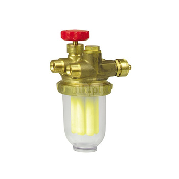 Filtr olejowy AFRISO R500Sijednorurowy z powrotem fi 3/8''/3/8'' GW x GZ, z wkładem plastikowym, maks. przepływ 210 l/h