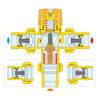 Regulowany termostatyczny antyoparzeniowy zawór mieszający z zaworami zwrotnymi i filtrami do instalacji solarnych. Z funkcją oc