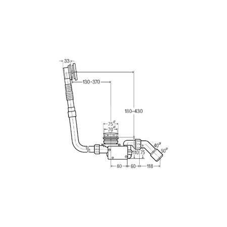 Multiplex Trio F-komplet odpływowo-przelewowy korek do zaworu z napędem, nr wzoru 6148.1 DN: 40/50 wanna z odpływem pośrodku do wanien z otworem odpływowym fi 52