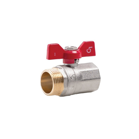 Zawór kulowy PERFEXIM KX04 mosiądz niklowany, PN30 1'' gz x gw, uchwyt: motylek