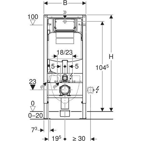 Stelaż podtynkowy do WC GEBERIT Duofix + Sigma, 1120 x 500 x 120 mm, regulowana wysokość, ze spłuczką