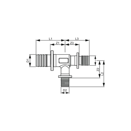 Trójnik TECE flex redukcja 90' mosiądz 16 mm x 20 mm x 16 mm (kw x kw x kw)