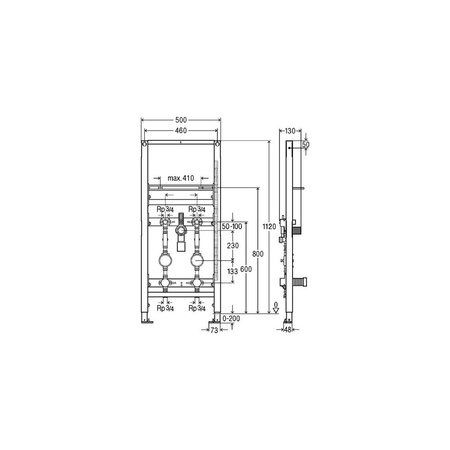 Stelaż podtynkowy do umywalki VIEGA 8537.31, 1120 x 500 x 130 mm, bateria: stojąca, regulacja wysokośći