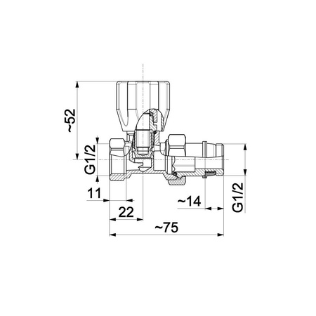 Zawór grzejnikowy termostatyczny KFA Armatura z dławikiem prosty, połączenie 1/2'' mosiądz (niklowanie)