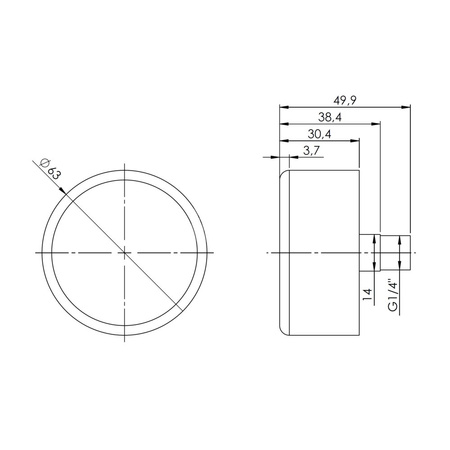 Manometr z rurką Bourdona AFRISO HZ grzewczy 0/4 bar aksjalne G1/4B fi 63 mm, kl. 2.5%