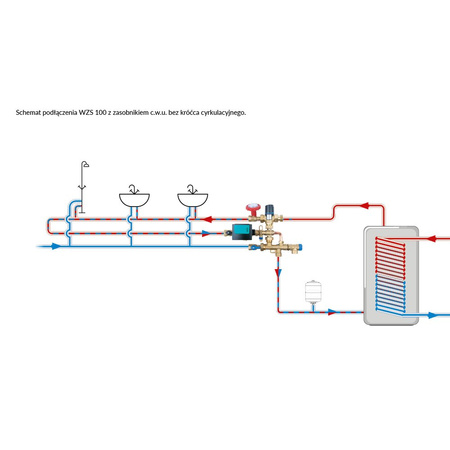 Grupa pompowa do cyrkulacji ciepłej wody użytkowej WZS 100, ATM Kvs 2,5 m3/h