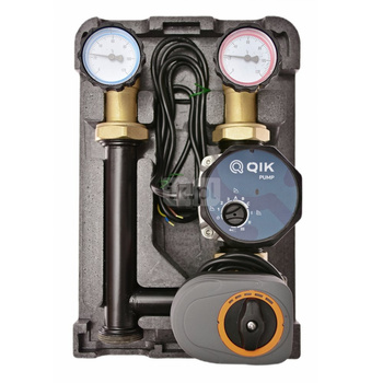 Grupa pompowa QIK Optimo mieszająca gz x gw 6/4'' x 1'', z pompą obiegową QIK, z zaworem trójdrożnym, z siłownikiem elektrycznym