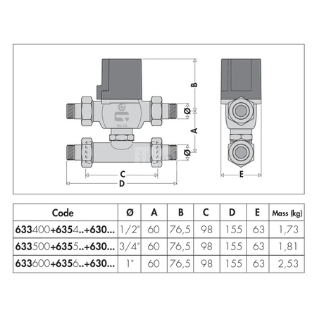 Trójdrożny zawór strefowy tłokowy 1" 6,45
