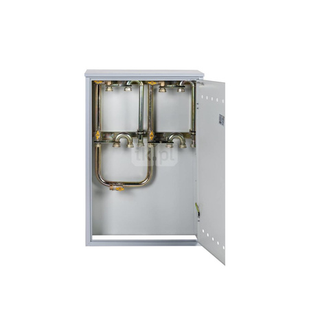 Punkt redukcyjno-pomiarowy na 3-4 gazomierzy G4/G6, w pionie, w skrzynce metalowej - popielaty