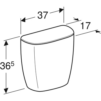 REKORD Spłuczka owalna, z zasilaniem bocznym, z armaturą, Rimfree