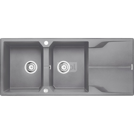 Deante Andante Zlewozmywak granitowy 2-komorowy z ociekaczem - szary