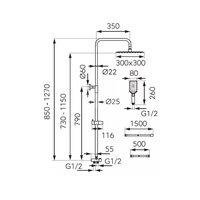 WIZARD SQUARE PRO zestaw natryskowy z deszczownią, czarny