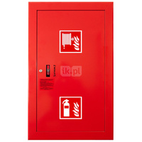 Hydrant DN52 wnękowy z koszem, 850x500x200mm, z miejscem na gaśnicę, wąż 2x20m, zamek patent, RAL 3000