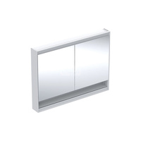 Geberit ONE Szafka z lustrem, Comfort Light, B120cm, H90cm, T15cm, z wnęką, montaż natynkowy, z dwojgiem drzwi, biały