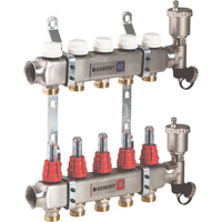 Rozdzielacz do ogrzewania podłogowego GEBERIT Volex 9-obieg. stal nierdzewna gw 1'' x eurokonus 3/4'' + przepływomierz + zawór napełn/spust + odpowietrznik