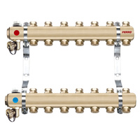 Rozdzielacz do ogrzewania podłogowego FERRO RO04S 4-obieg. mosiądz gw 1'' x gz 3/4'' + zawór napełn/spust
