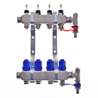 Rozdzielacz do ogrzewania podłogowego QIK Optimo MAGNET III - RNZT-2-50-M 11-obieg. inox gw 1'' x gz 3/4'' + przepływomierz