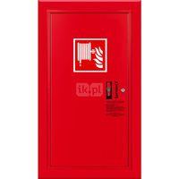 Hydrant DN33 wnękowy boczny, wąż 30m, ocynk fasada, zamek patent, RAL 3000 lewy