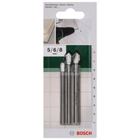 3-częściowy zestaw Wierteł do płytek ceramicznych 5,0 mm x 70 mm, 6,0 mm x 80 mm, 8,0 mm x 80 mm