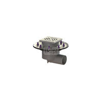 Wpust Practicus DN 70, odpł. boczny, z koł. docisk., z kratką/ramą nierdz. 120x120