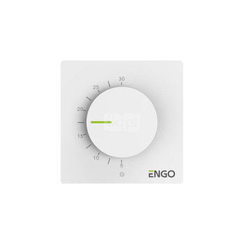 Przewodowy, natynkowy regulator temperatury z pokrętłem, 230V, biały