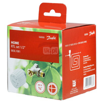 Zestaw RTL Danfoss (Zawór FJVR 15 kątowy + głowica FJVR 10-50 st.C biała)