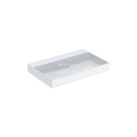 Umywalka GEBERIT ONE prostokątna, biała / KeraTect, 750mm, bez otworu na baterię, bez odpływu przelewowego, półka od ściany